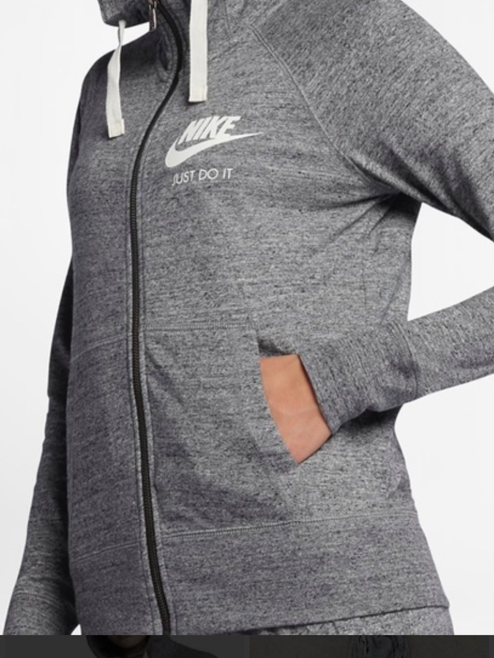Nike Gray Full-Zip Hoodie with White Logo